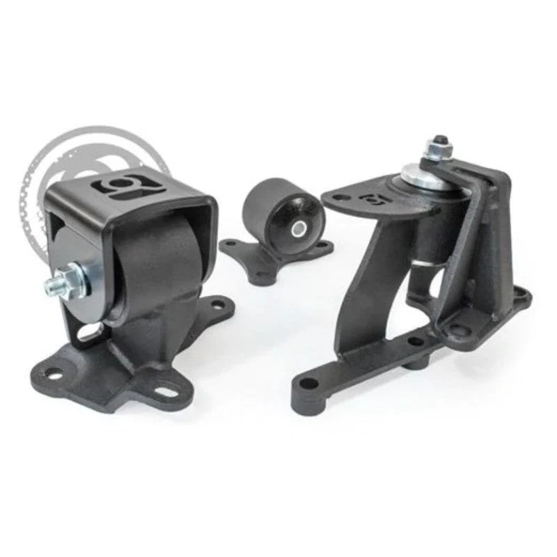 Innovative Mounts black steel engine swap mount kit with 75A bushings for 1988-1991 Honda Prelude H-series conversions.