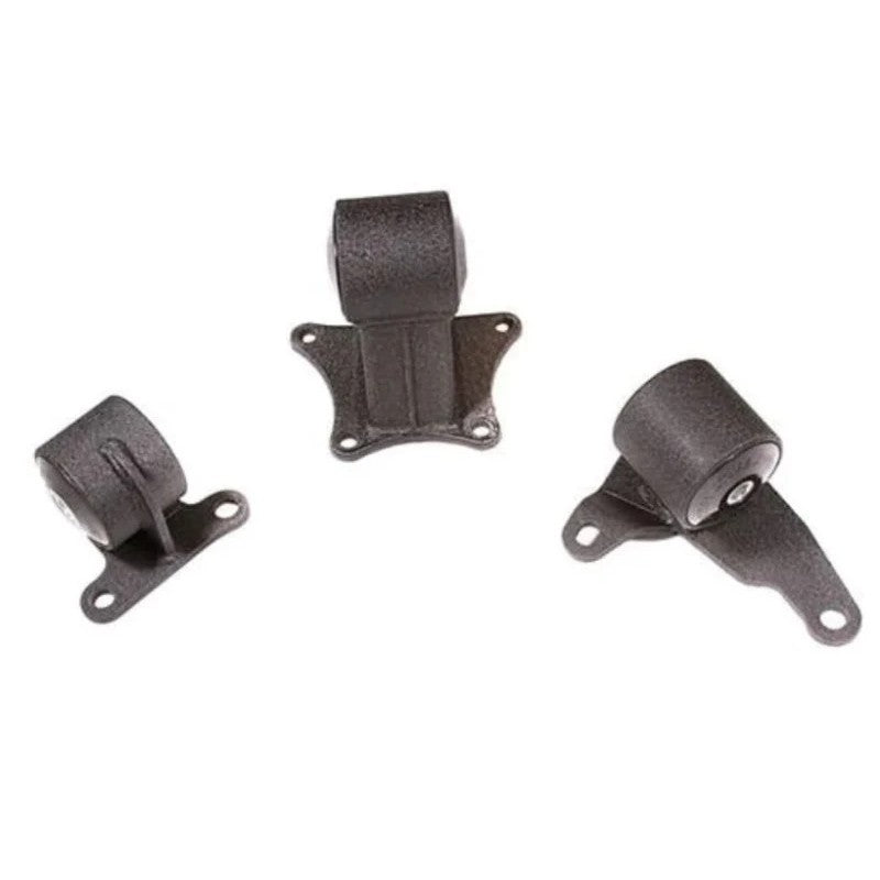 Black anodized billet aluminum RH engine conversion mount with 85A polyurethane bushing for 1990-1993 Honda Accord.
