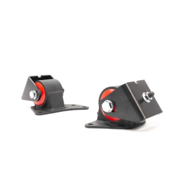 Innovative black steel replacement engine mounts with 75A polyurethane bushings for 1994-1997 Mazda Miata NA 1.8L.