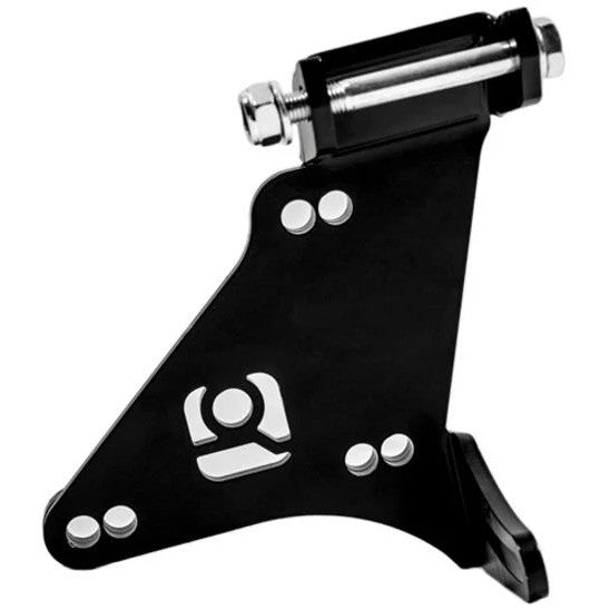 Black steel Innovative H22 alternator relocation bracket for H-series engine swaps.