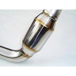 Polished Invidia divorced wastegate downpipe with high-flow cat for automatic 2005-2006 Subaru Legacy GT