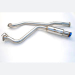 Invidia Racing Series cat-back exhaust with 76mm stainless steel piping and 101mm titanium burnt-finish tip.