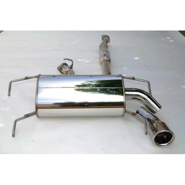 Invidia Q300 cat-back exhaust system for 2008-2014 Subaru WRX Hatch featuring stainless steel piping and single rolled tip.