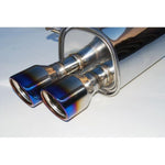 Invidia Q300 cat-back exhaust system with 76mm stainless steel piping and burnt titanium tips for WRX STI Sedan.