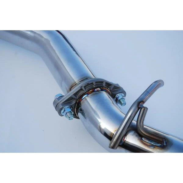 Invidia N1 cat-back exhaust system with 60mm stainless steel piping and dual burnt titanium tips.