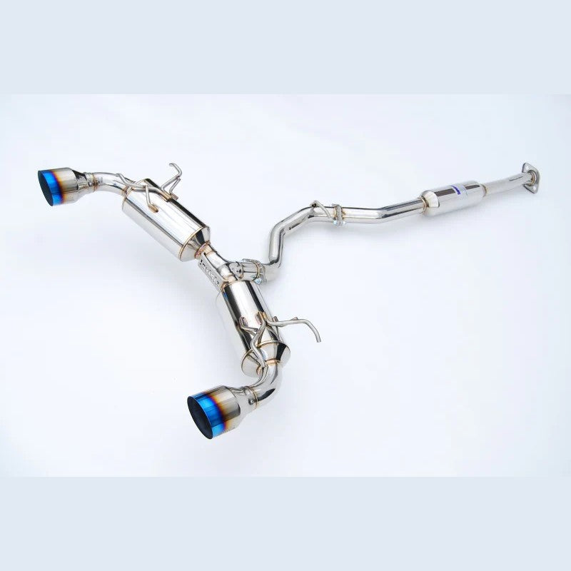 Invidia N2 cat-back exhaust with 60mm piping and single layer titanium burnt finish tips for Subaru BRZ and Toyota 86.