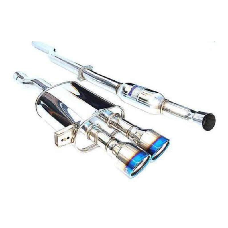 Invidia Q300 stainless steel cat-back exhaust system for Ford Focus ST with oval burnt titanium tips.