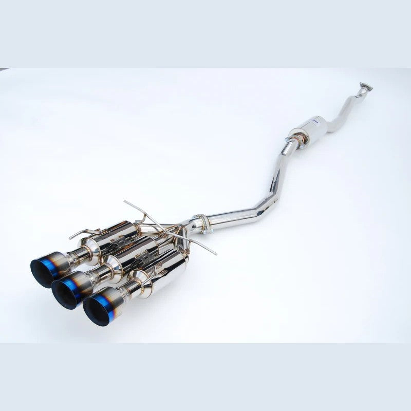 Invidia Gemini cat-back exhaust system featuring triple burnt titanium tips for 2017+ Honda Civic Si Sedan