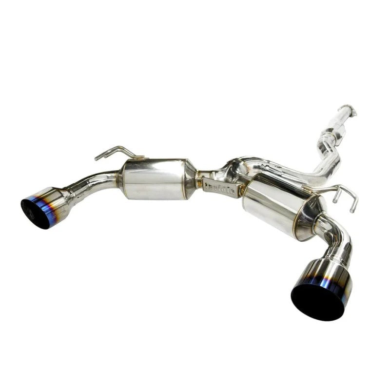 Invidia Dual N1 stainless steel cat-back exhaust system with burnt titanium tips for Mitsubishi Evolution X.