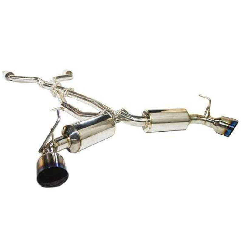 Invidia N1 GT cat-back exhaust with dual SUS304 stainless canisters and burnt titanium tips for Nissan 370Z.