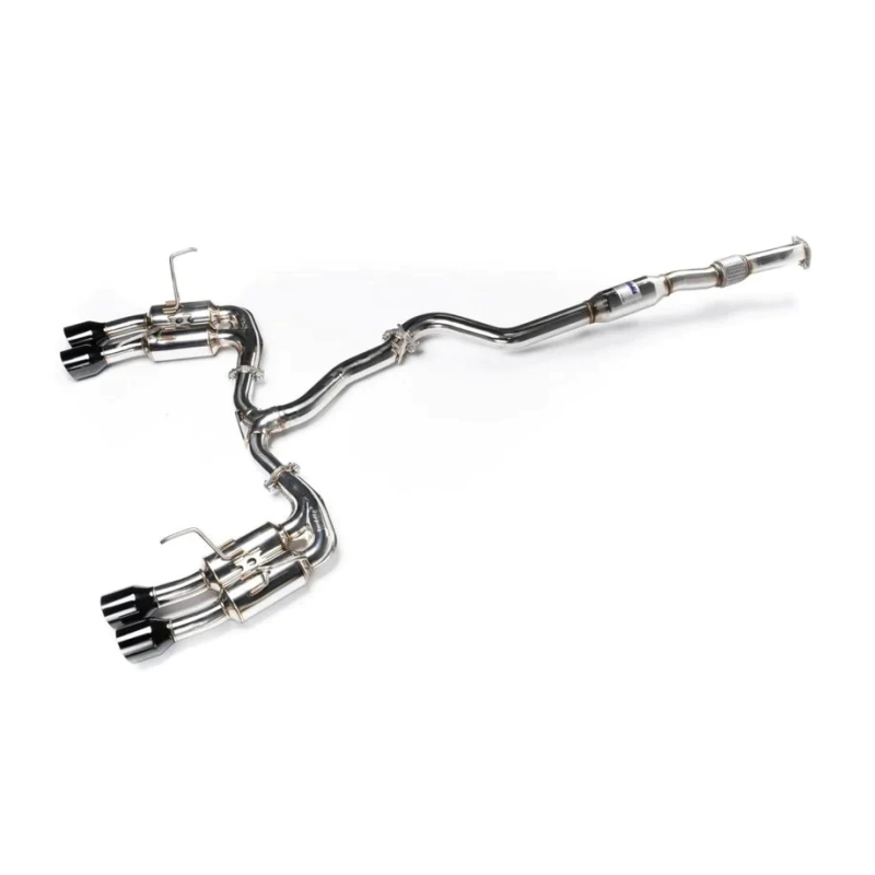 Invidia Gemini cat-back exhaust system with quad single-layer black tips for 2022+ Subaru WRX