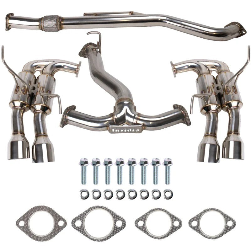 Invidia Gemini cat-back exhaust system with quad single-layer stainless steel tips for 2022-2024 Subaru WRX.