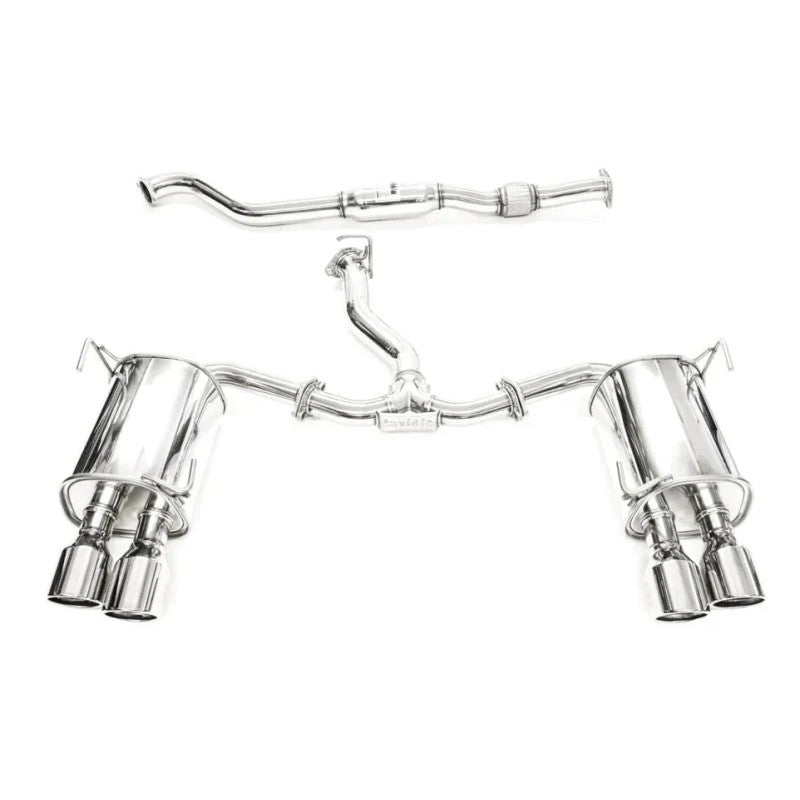 Invidia Q300 cat-back exhaust system with quad rolled stainless steel tips for 2022+ Subaru WRX.