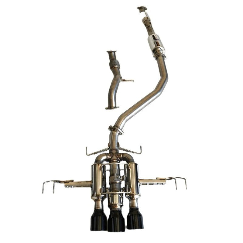 Invidia R400 cat-back exhaust system with non-polished piping and single layer black tips for Honda Civic Type R FL5.