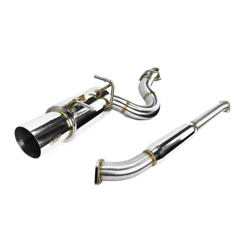 ISR Performance GT Single Exhaust with polished muffler and single-exit tip for Toyota GR86, FRS, and Subaru BRZ.