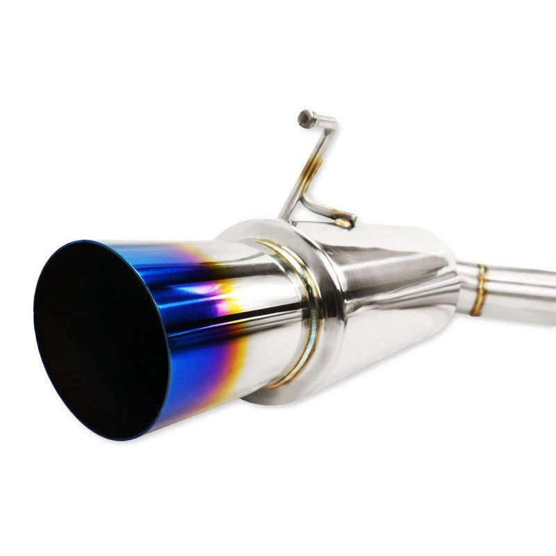 ISR Performance GT single exit stainless steel cat-back exhaust with a blue burnt tip for Nissan 370Z