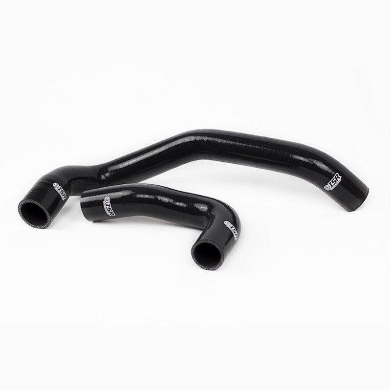 ISR Performance black multi-layer silicone upper and lower radiator hoses for Nissan RB25DET engines.