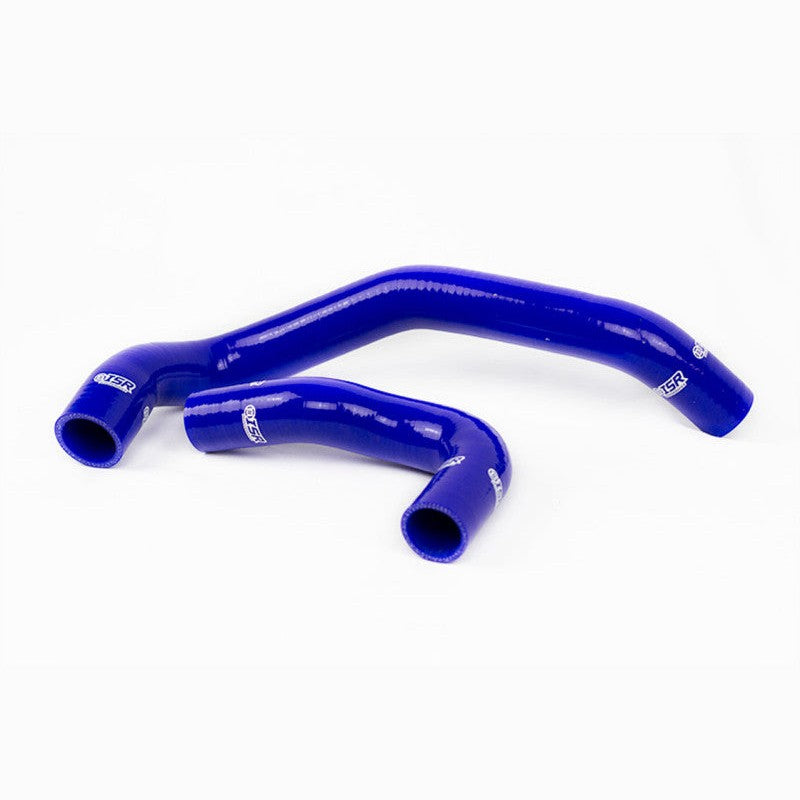 ISR Performance blue reinforced silicone upper and lower radiator hoses for Nissan RB25DET engines.