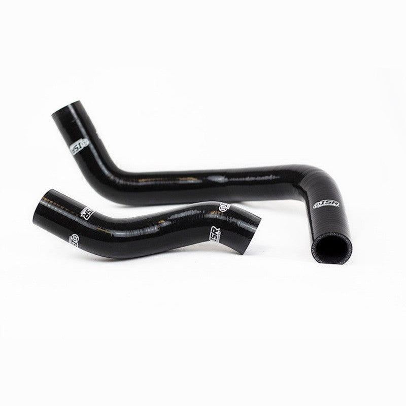 ISR Performance black silicone upper and lower radiator hoses for Nissan SR20DET engines.