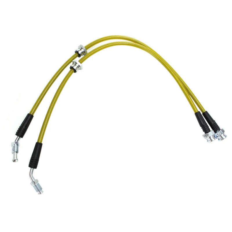 ISR Performance braided stainless steel front brake lines for Nissan 240SX with 300ZX Z32 brake conversion fittings.