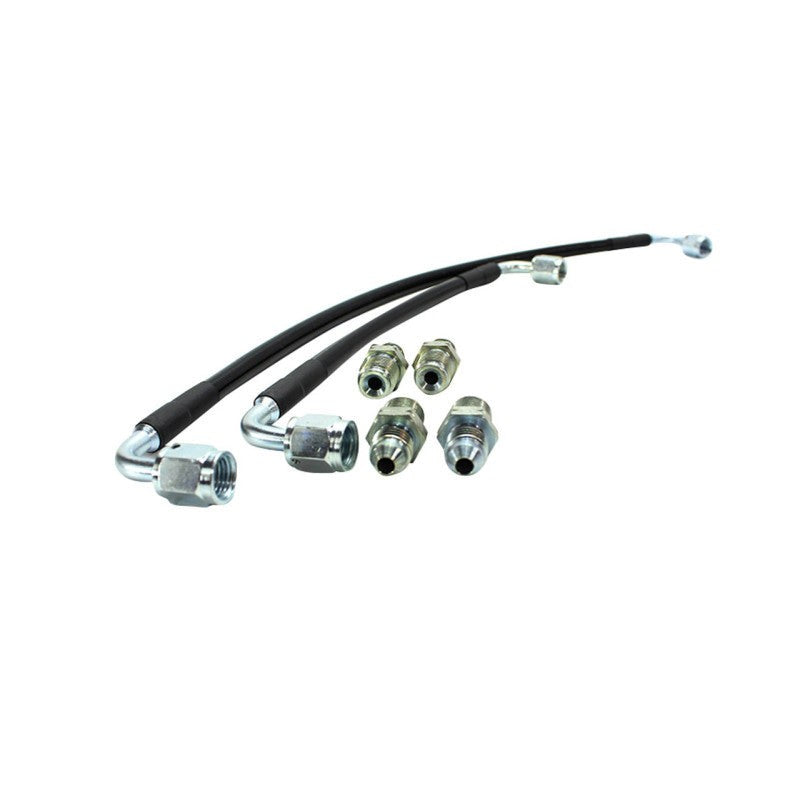 ISR Performance stainless steel braided power steering rack lines for Nissan 180SX and Silvia S13 S14 RHD models.