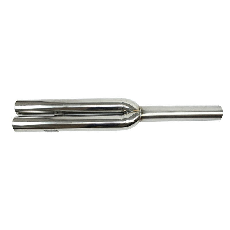 ISR Performance universal 3-inch dual exhaust tips with 16-inch single inlet transitioning to dual 24-inch outlets.