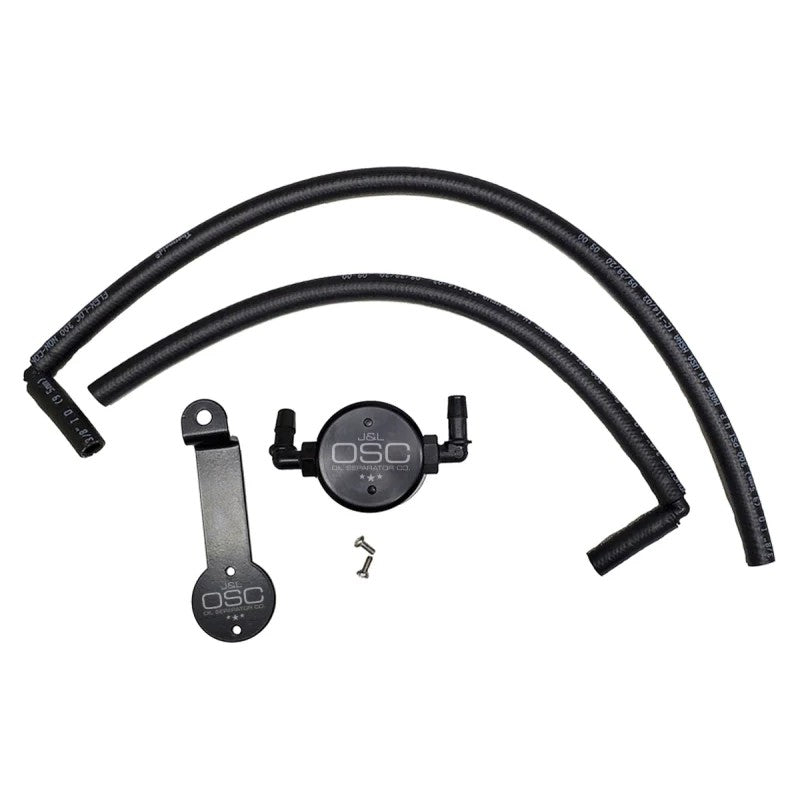 Black anodized J&L Oil Separator 3.0 billet aluminum catch can for Toyota 4.0L engines.