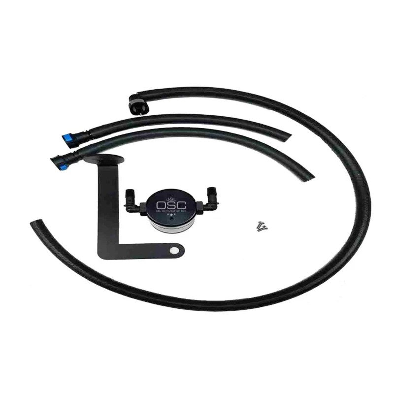 J&L Black Anodized 3.0 Oil Separator with quick-connect fittings for 2010-2015 Chevrolet Camaro 6.2L