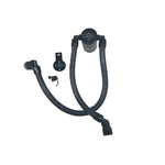 Black anodized J&L 3.0 passenger side billet oil separator with quick-connect PCV hoses for Ford Taurus SHO.