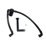 Black anodized J&L 3.0 passenger side oil separator with quick-connect fittings for 2010-2019 Ford Flex V6 EcoBoost.