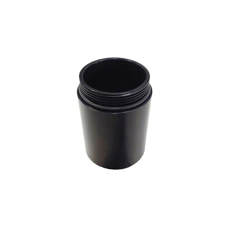 Black anodized J&L 3.0 oil separator cannister extension with replacement O-ring seal.