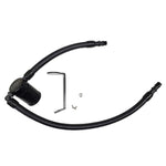 Black anodized J&L Oil Separator 3.0 for 3.6L engines featuring a knurled billet aluminum tank.