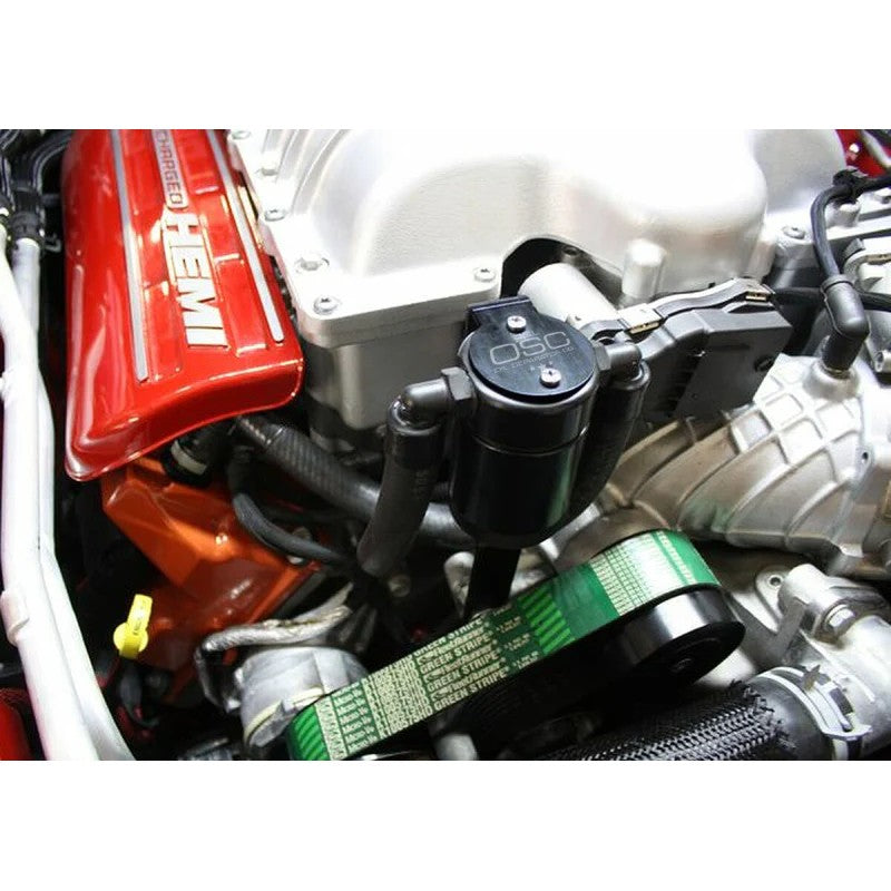 Black anodized J&L 3.0 oil separator with quick-connect PCV fittings and knurled aluminum base.