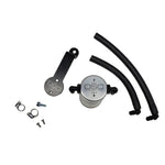Clear anodized J&L Oil Separator 3.0 driver side kit for 2016-2023 Toyota Tacoma 3.5L.