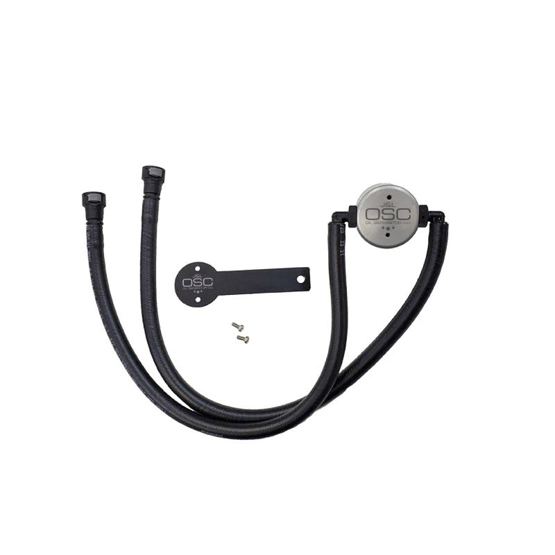 Clear anodized J&L Oil Separator 3.0 with quick-connect PCV fittings for 6.2L Chevrolet Camaro.