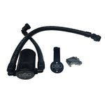 Black anodized J&L 3.0 billet aluminum oil separator with quick-connect PCV fittings for 2011-2020 Ford Mustang