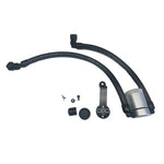 Clear anodized J&L 3.0 driver side oil separator with quick-connect PCV fittings for 2018-2023 Ford Mustang GT