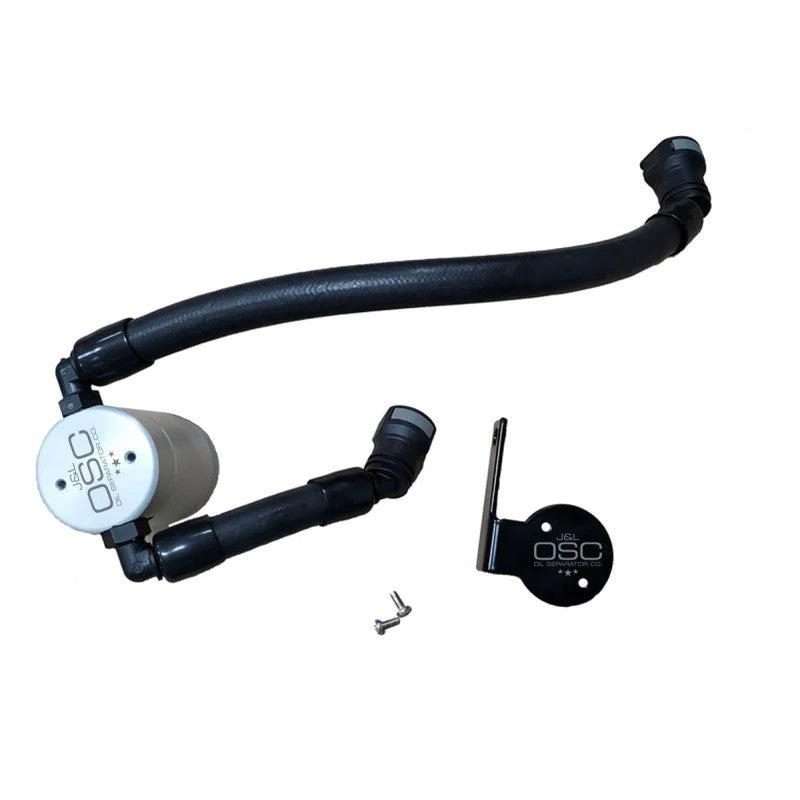 Clear anodized billet aluminum oil separator tank with quick-connect PCV lines for 2020-2022 Shelby GT500.