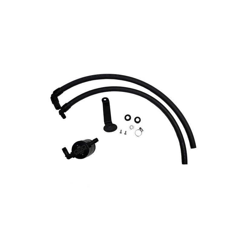 Black anodized J&L 3.0 Driver Side oil separator for 2022-2026 Toyota Tundra and Sequoia 3.5L.