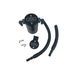 Black anodized billet aluminum J&L 3.0 passenger side oil separator for 1999-2004 Ford F-150 Lightning.