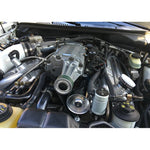 Clear anodized J&L 3.0 driver side billet oil separator for 1999-2004 Ford Mustang SVT Cobra and Mach 1.
