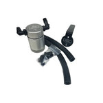 Clear anodized billet aluminum J&L Oil Separator 3.0 with knurled base for 1999-2004 Ford Mustang SVT Cobra and Mach 1.
