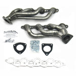 JBA 1850S-3 Cat4Ward raw 409 stainless steel shorty headers with 1-5/8 inch primaries for GM 6.0L LS engines.