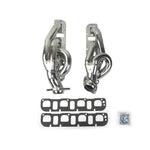 Silver ceramic coated JBA Cat4Ward shorty headers with 1-5/8 inch primaries and 3/8 inch flanges for 5.7L Dodge Ram.