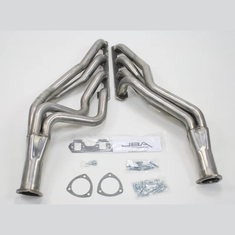 JBA raw 409 stainless steel 1-3/4 inch long tube headers with Firecone collectors for 1964-1973 Ford Mustang