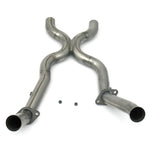 JBA 1650SX 409 series stainless steel mandrel-bent X-pipe for 1964-1973 Ford Mustang.