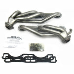 JBA Cat4Ward 1-1/2 inch raw 409 stainless steel shorty headers for 1996-2000 GM trucks and SUVs.
