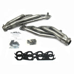 JBA Cat4Ward raw 409 stainless steel shorty headers with 1-3/4 inch primaries for 1996-2000 GM 7.4L engines.