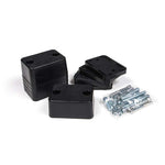 JKS Manufacturing JKS1149 black interlocking stackable rear bump stop spacers with mounting hardware.