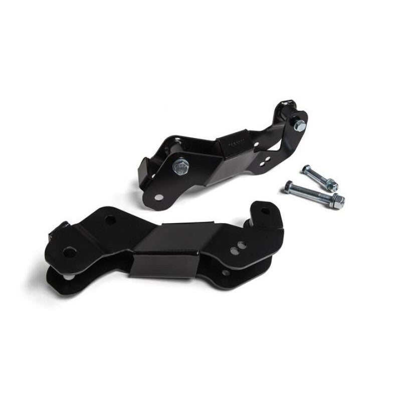 Black powder-coated JKS heavy-duty 7GA steel control arm correction brackets for Jeep Wrangler JL and Gladiator JT.